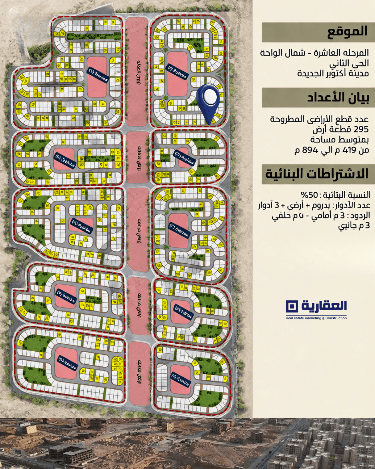 أرض للبيع في بيت الوطن المرحلة العاشرة – شمال الواحة | أكتوبر الجديدة